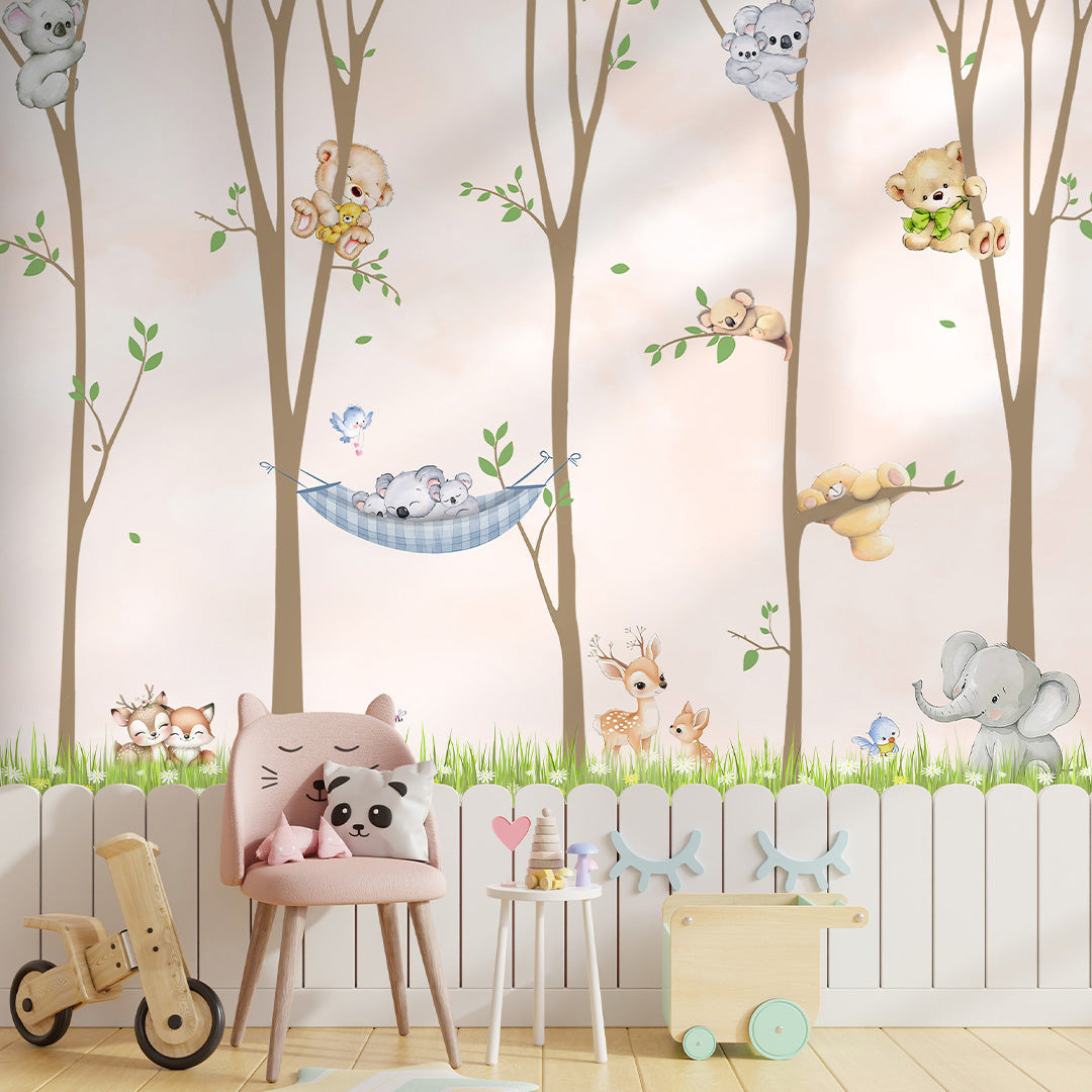 Forest themed wallpaper for kids bedrooms and nurseries