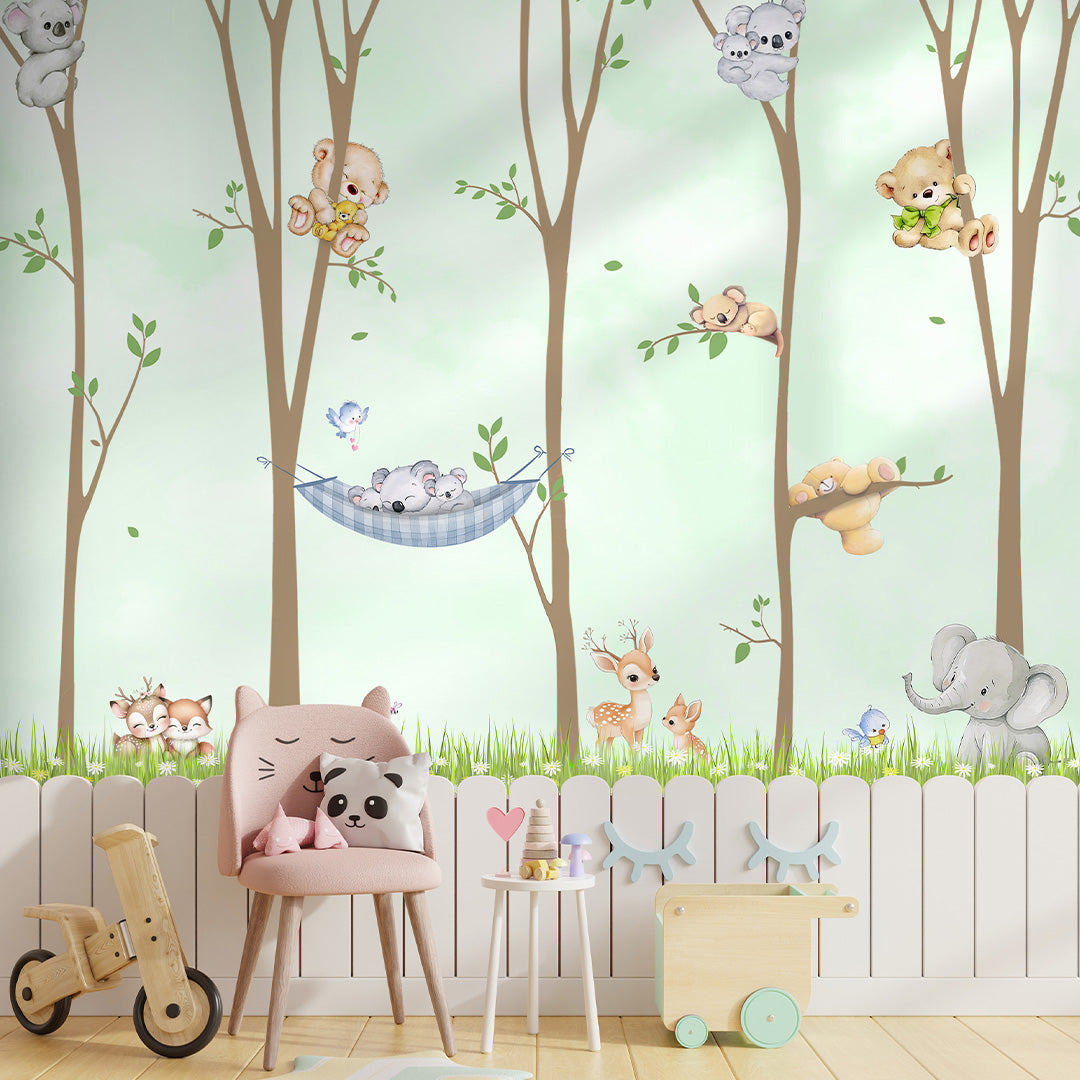 Custom forest animal wallpaper for kids rooms and nurseries