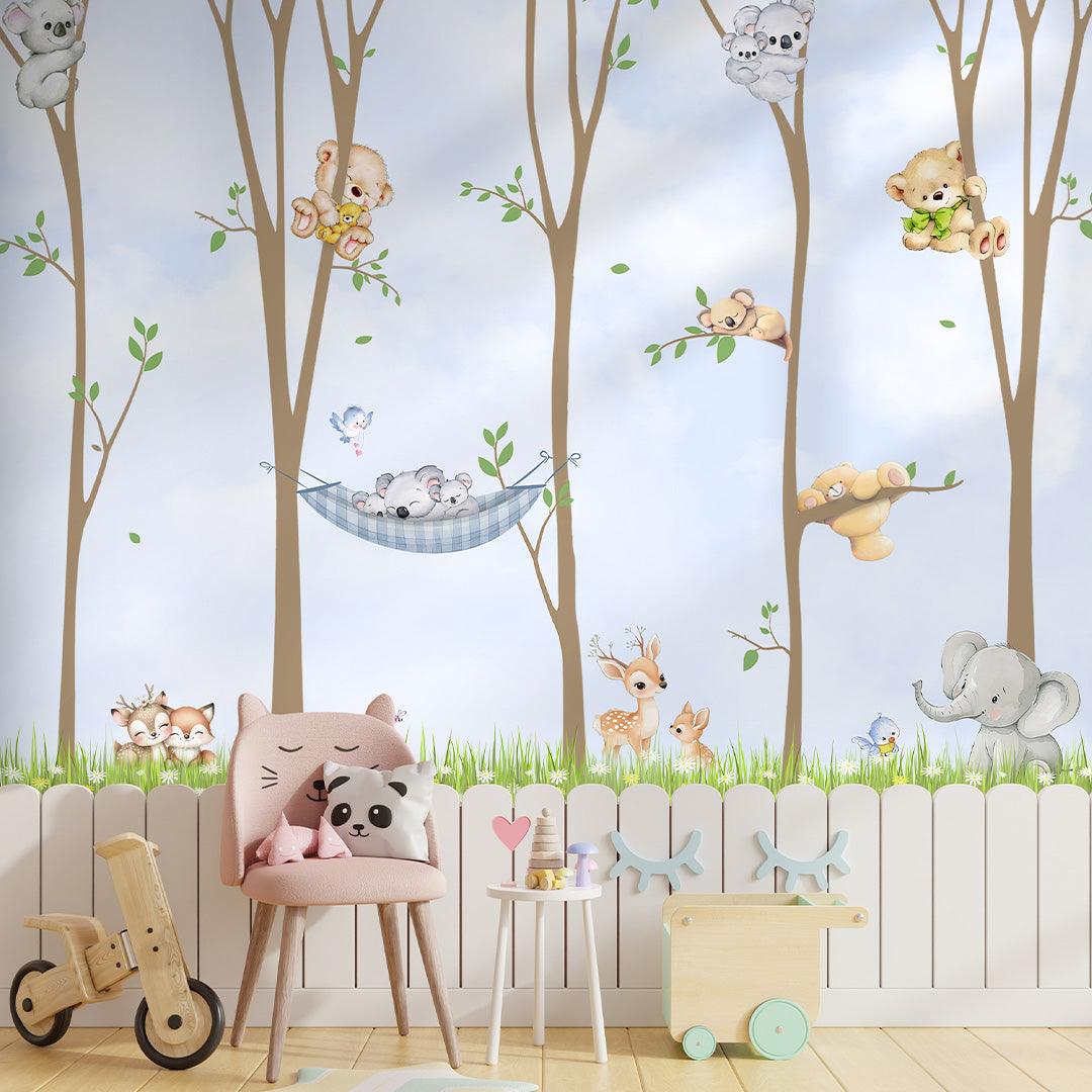 Premium forest animal wallpaper featuring woodland creatures and trees