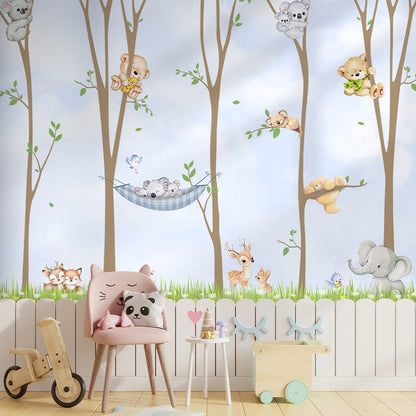 Premium forest animal wallpaper featuring woodland creatures and trees