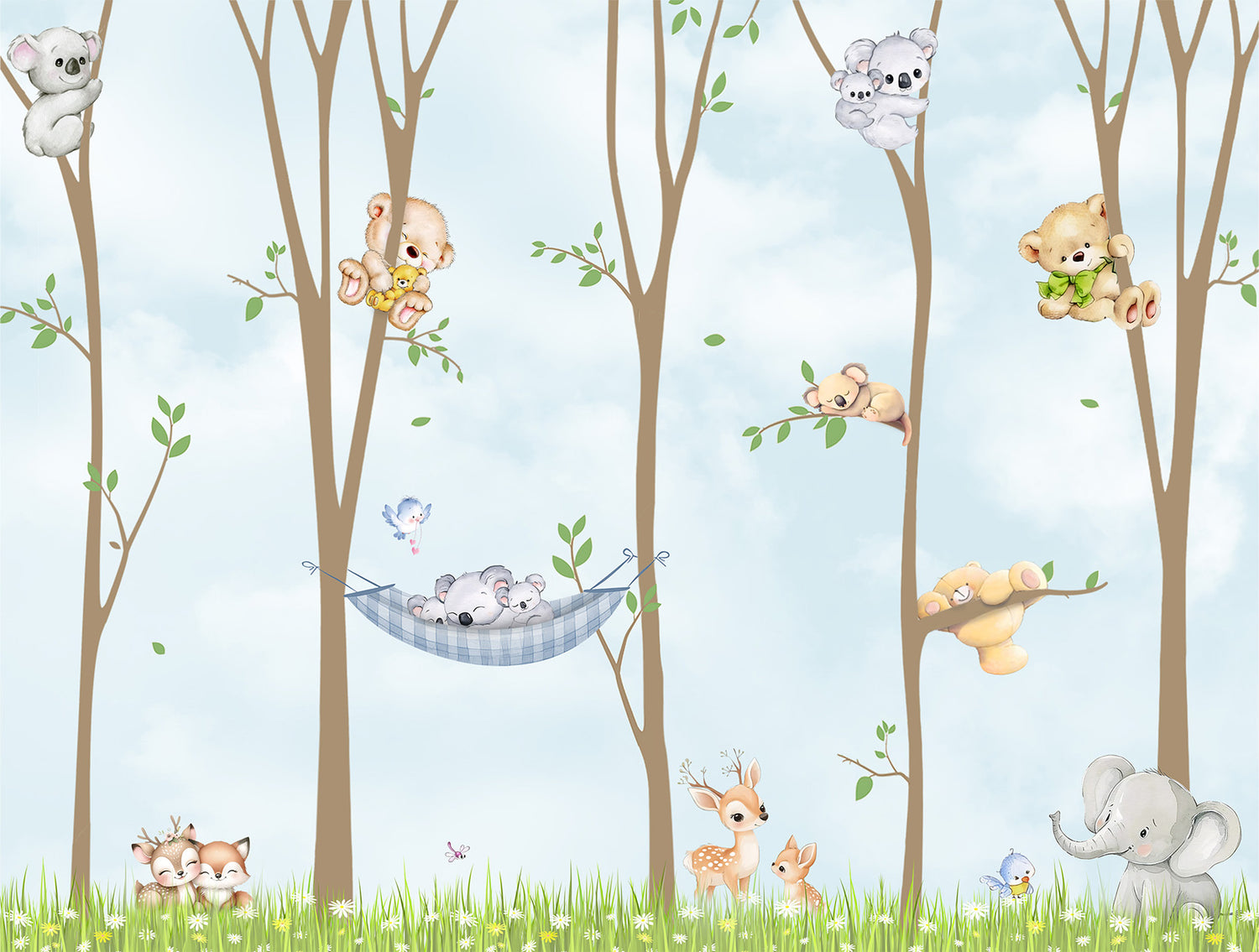 Custom forest animal wallpaper design for children&