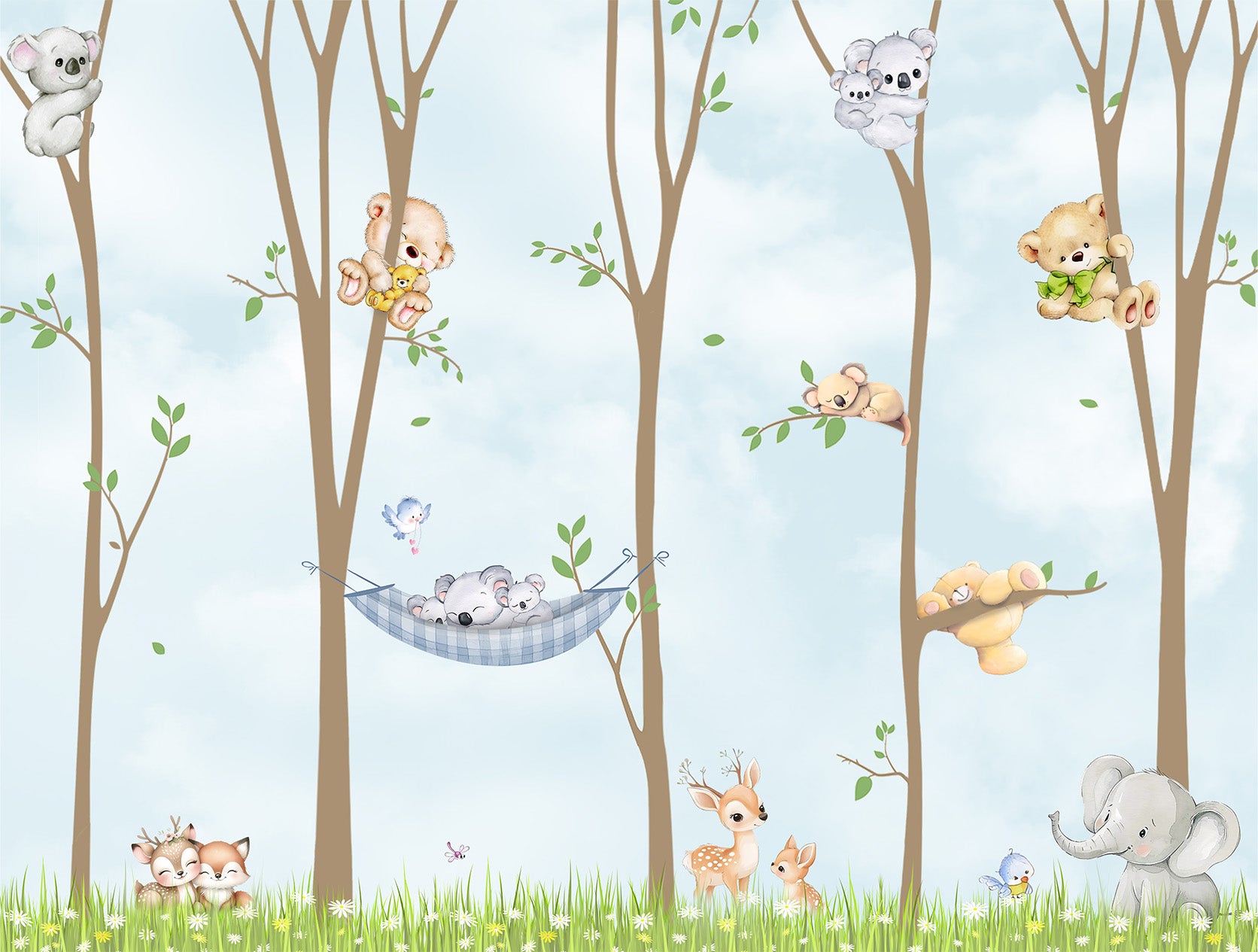 Custom forest animal wallpaper design for children&